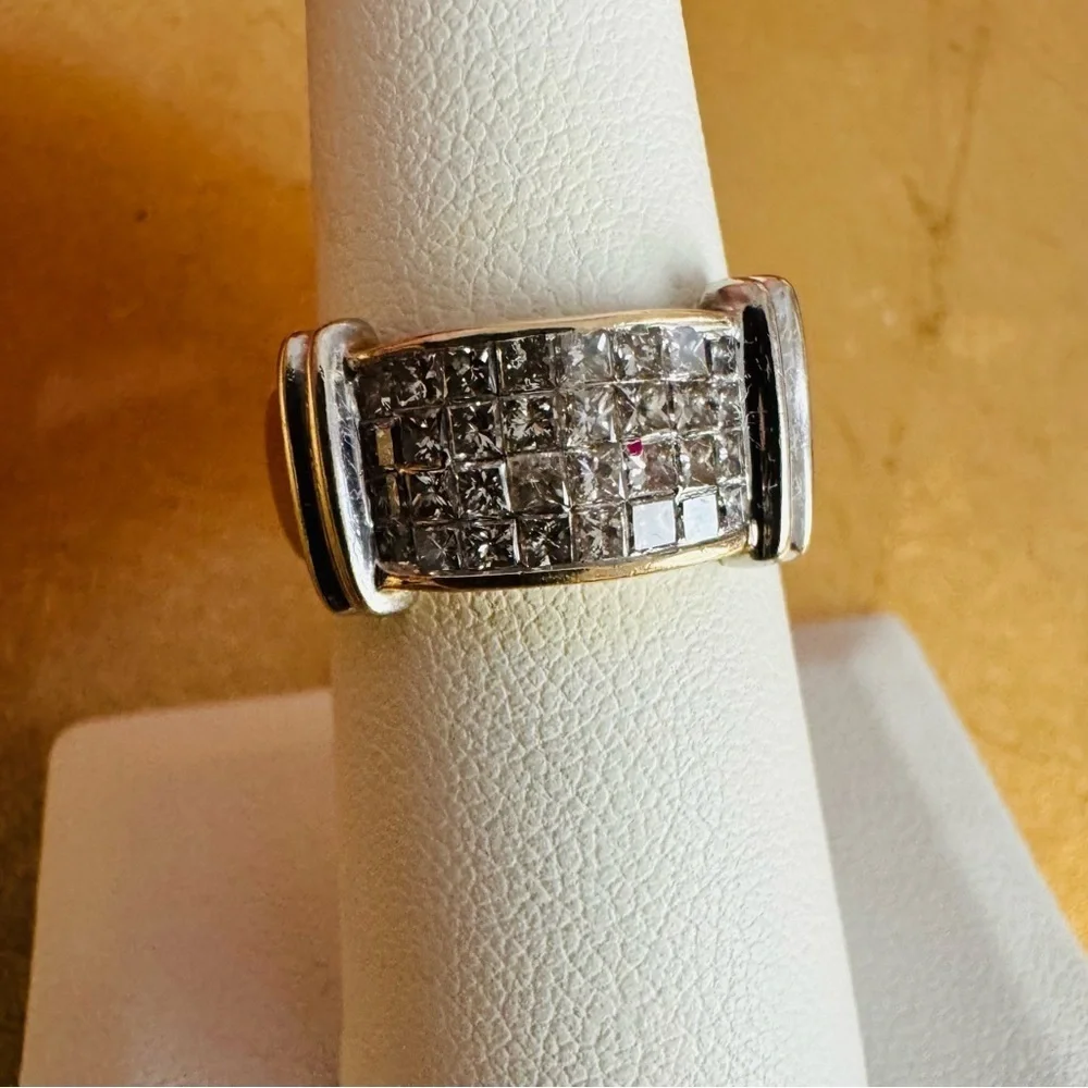 14K Yellow and White Gold Channel Set Band Ring Wedding Anniversary size 7